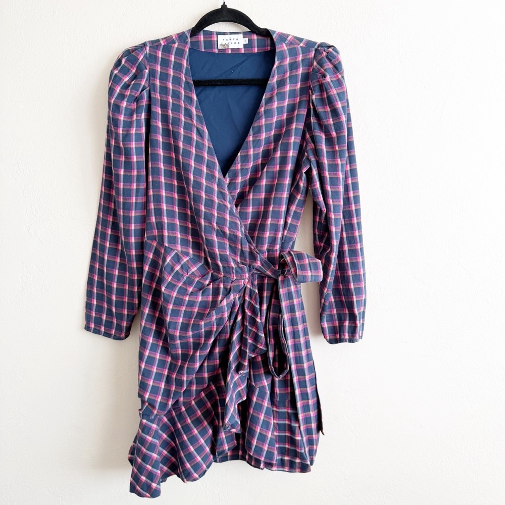 Tanya Taylor Plaid Lexi Wrap Mini Dress Size 4